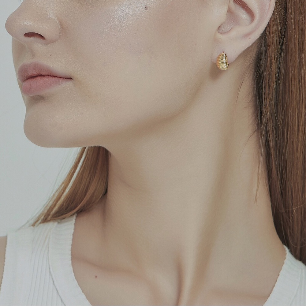 Gold Plated Brass Mini Croissant Hoop Earrings - Picture 4 of 10